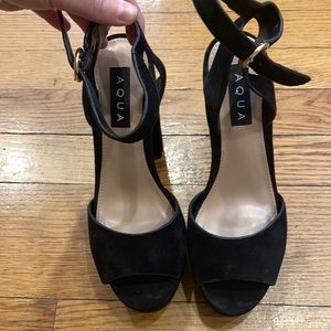 Aqua suede platform heels